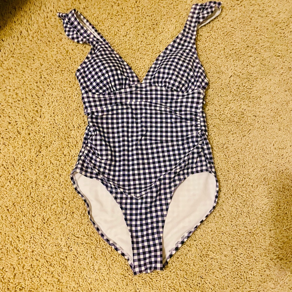 Gingham blue check swim suit